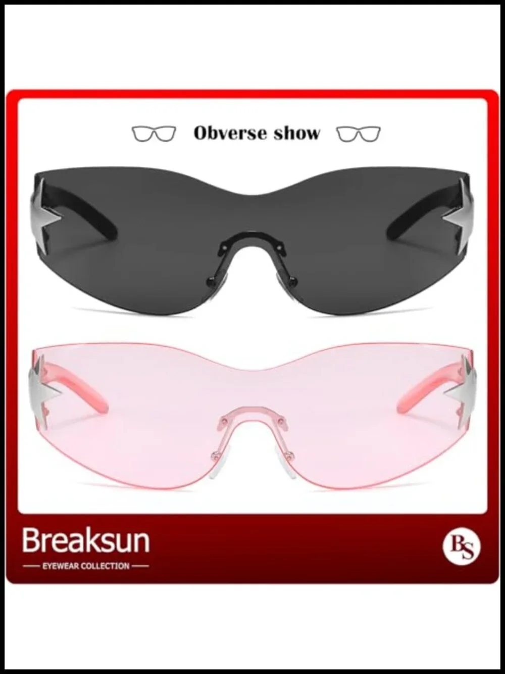 Rimless Y2K Wrap Around Sunglasses Trendy Frameless Shades Unisex